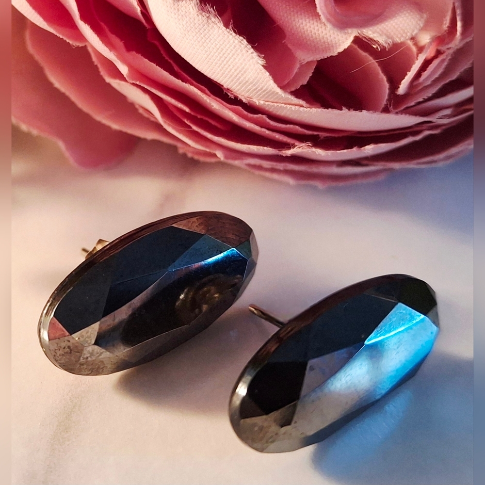 Vintage 80s✨️🖤Oval Geometric Stud Earrings